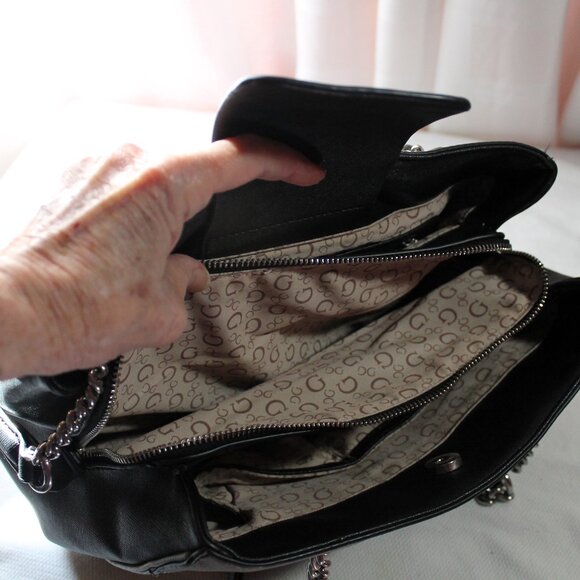 Guess Capra Colorblock Shoulder Bag, Satchel, Black & Gray - Picture 6 of 15